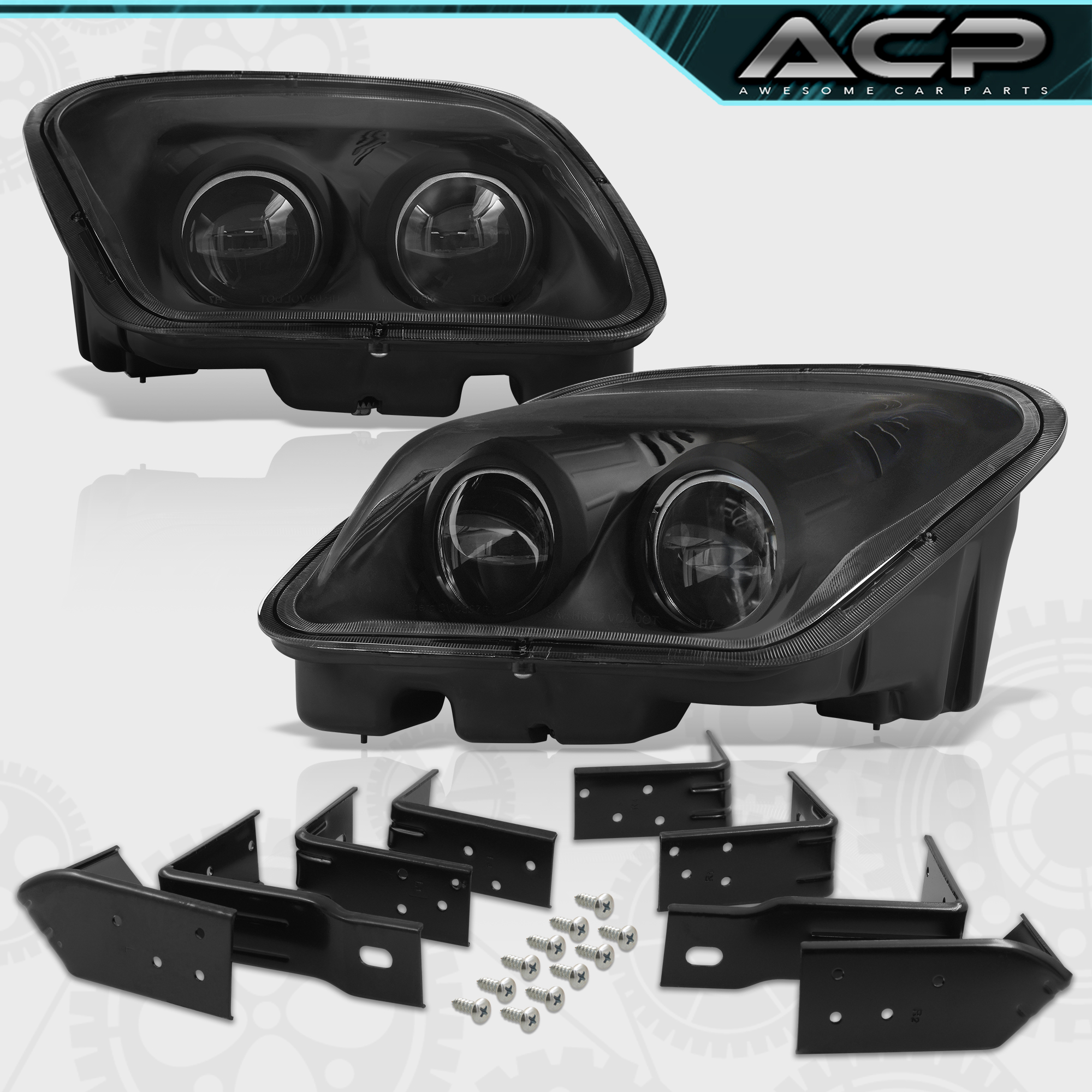 For 1997-2004 Chevy Corvette C5 Z06 Black Projector Head Light